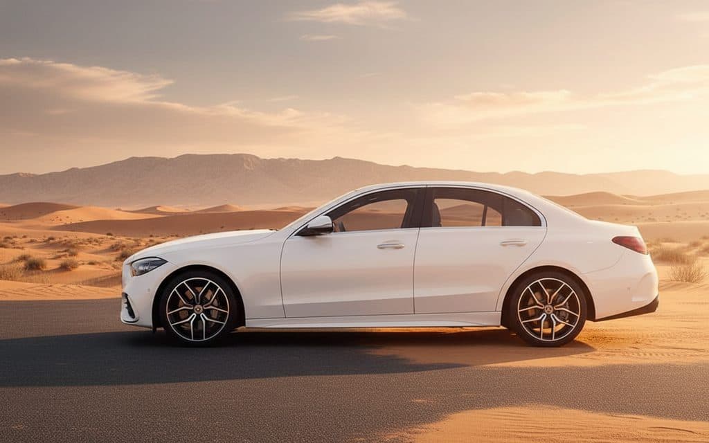 Mercedes C200 2024 White side profile