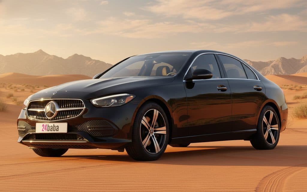 Mercedes C300 2022 Black rental in Dubai
