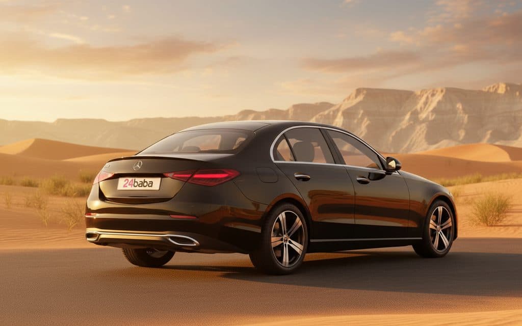 Mercedes C300 2022 Black rear view showing taillights