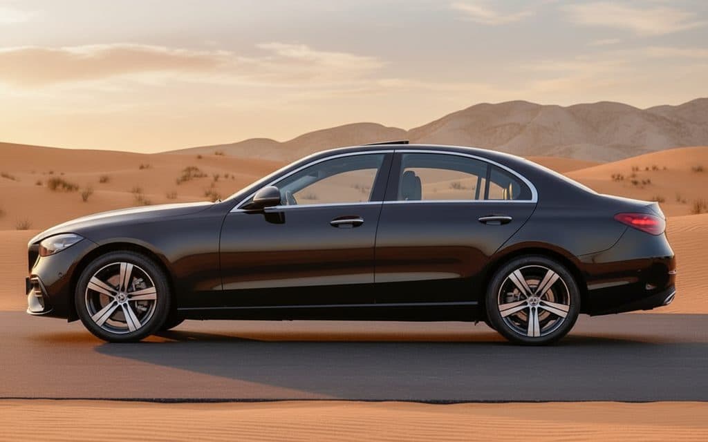 Mercedes C300 2023 Black side profile