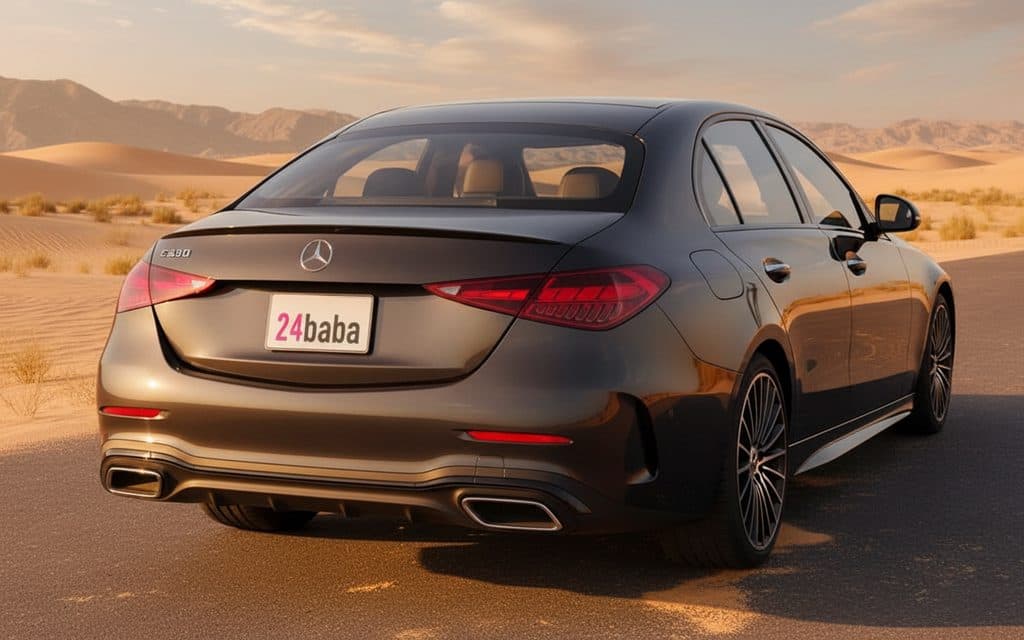 Mercedes C300 2024 Black rear view showing taillights