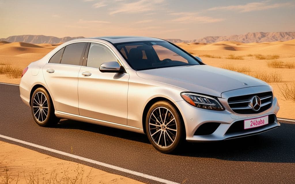 Mercedes C300 2021 Silver rental in Dubai