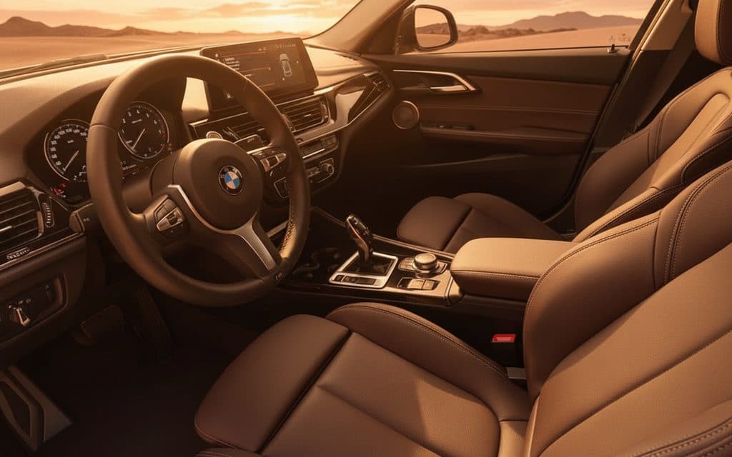 Bmw 120 2023 interior view showing trim