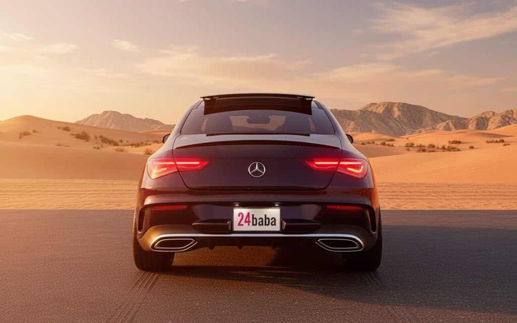 Mercedes Cla250 2023 Black rear view showing taillights