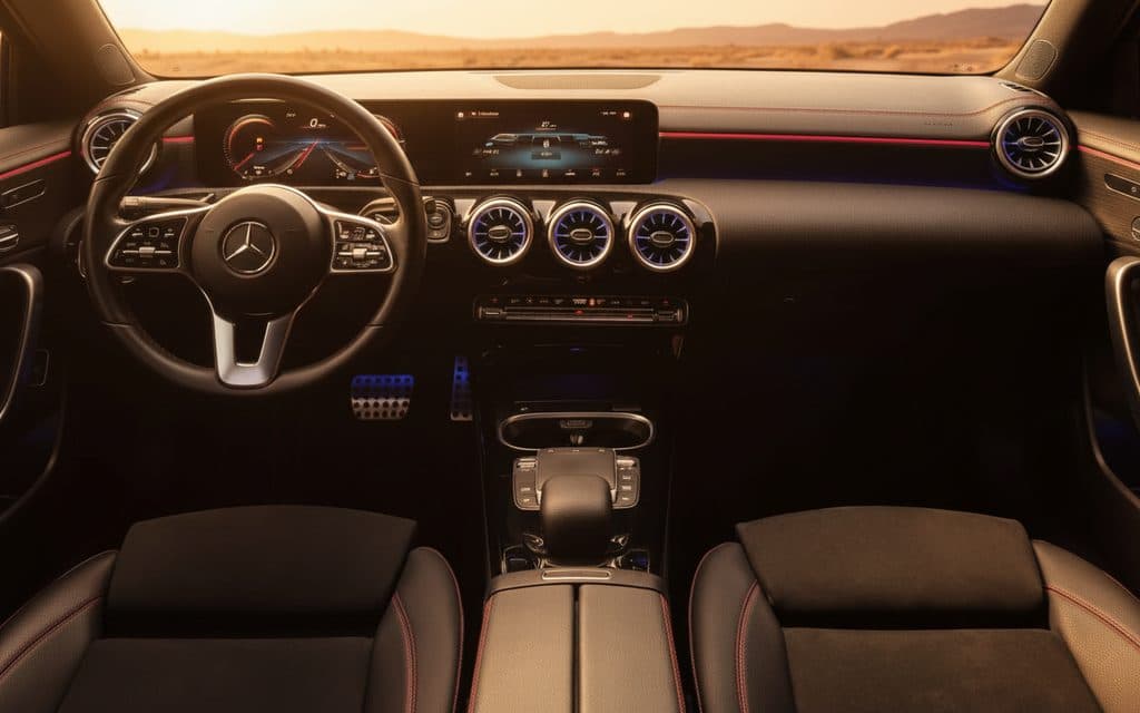 Mercedes Cla250 2023 interior view showing trim