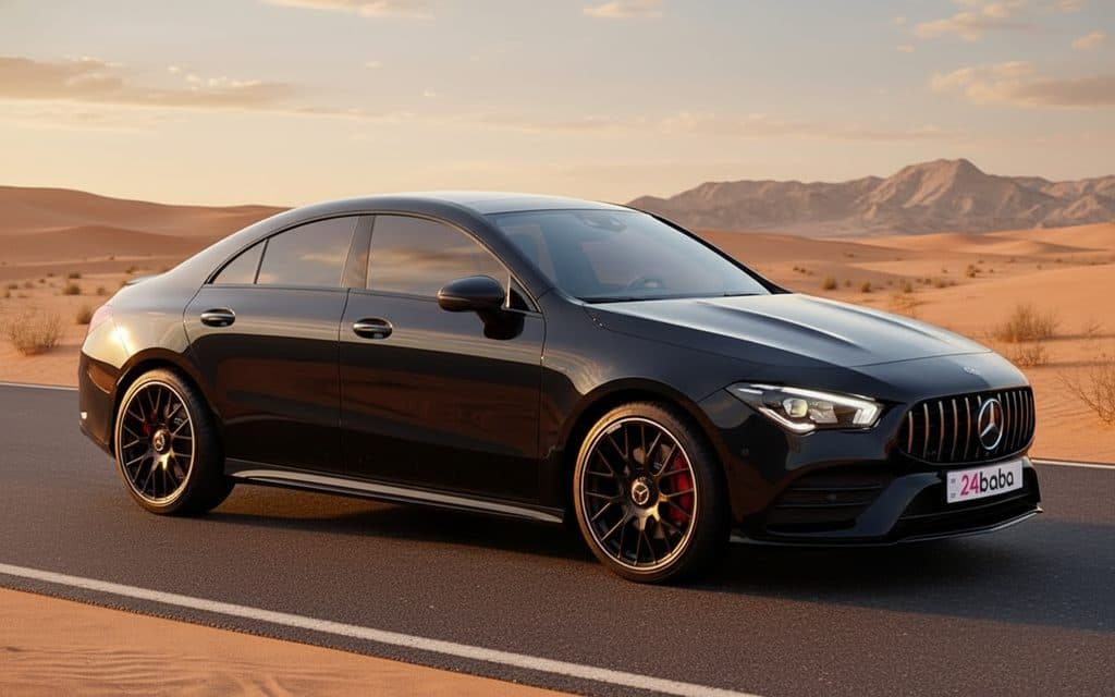 Mercedes Cla250 2023 Black front view with headlights