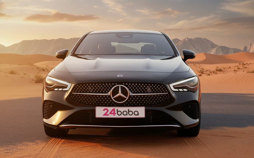 Mercedes Cla250 2024 Black front view with headlights