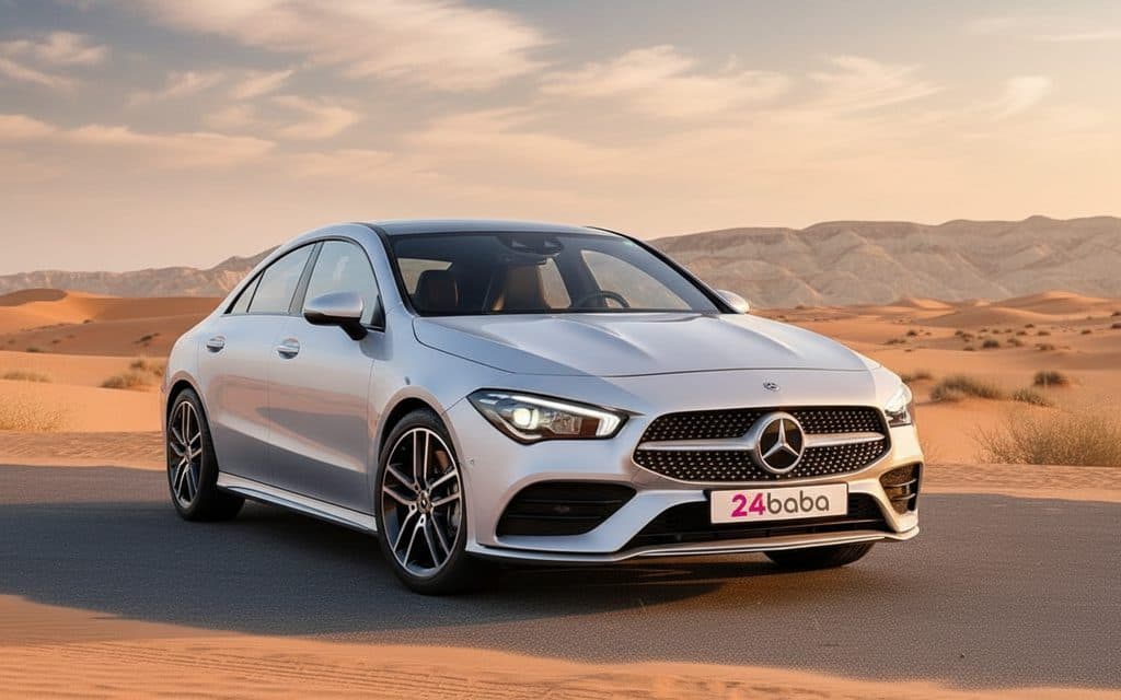Mercedes Cla250 2021 Silver front view with headlights