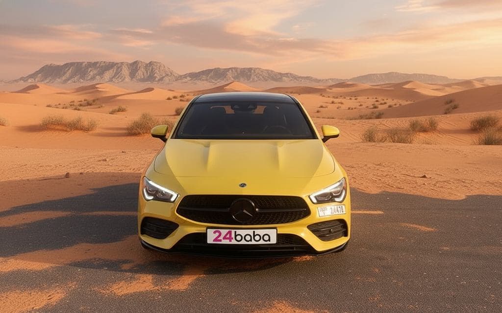 Mercedes Cla250 2020 Yellow front view with headlights