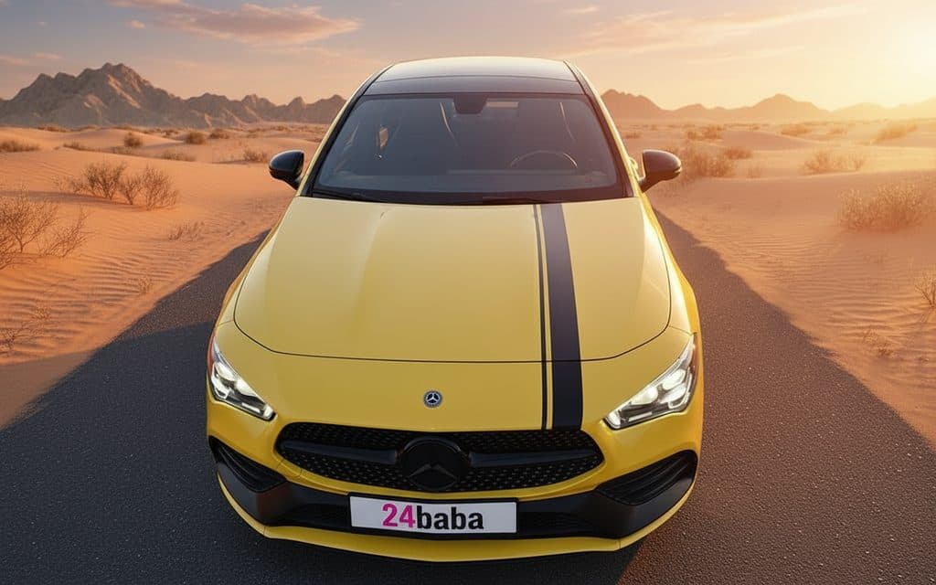 Mercedes Cla250 2020 Yellow front view with headlights