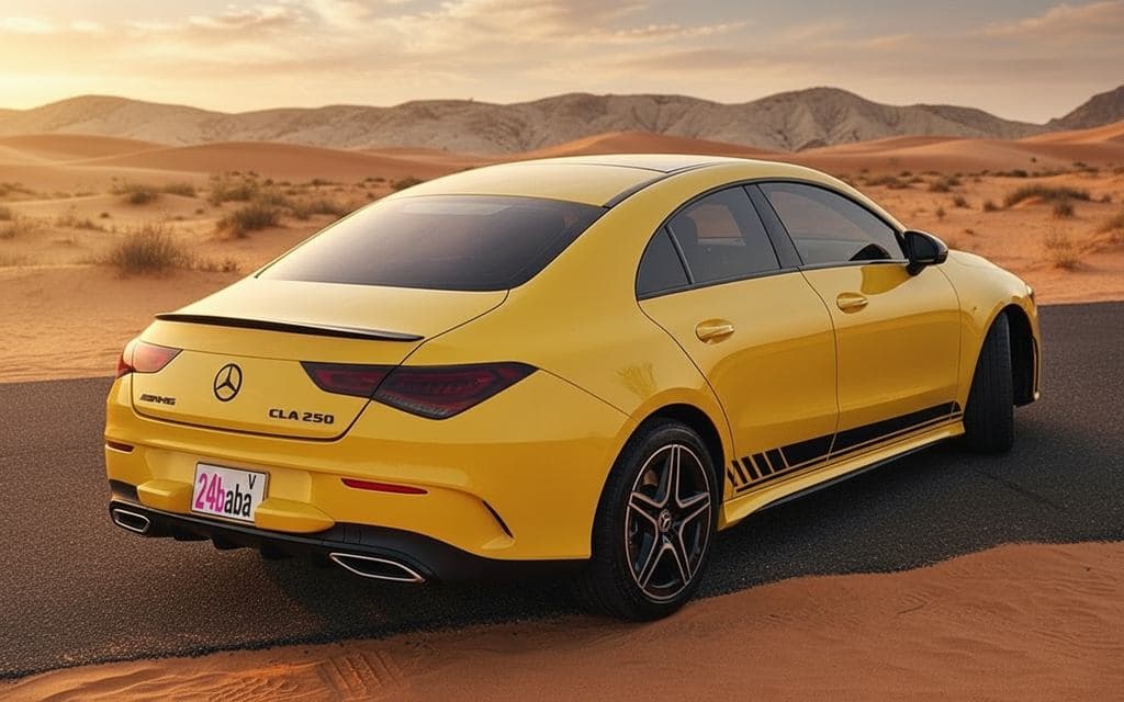 Mercedes Cla250 2020 Yellow rear view showing taillights