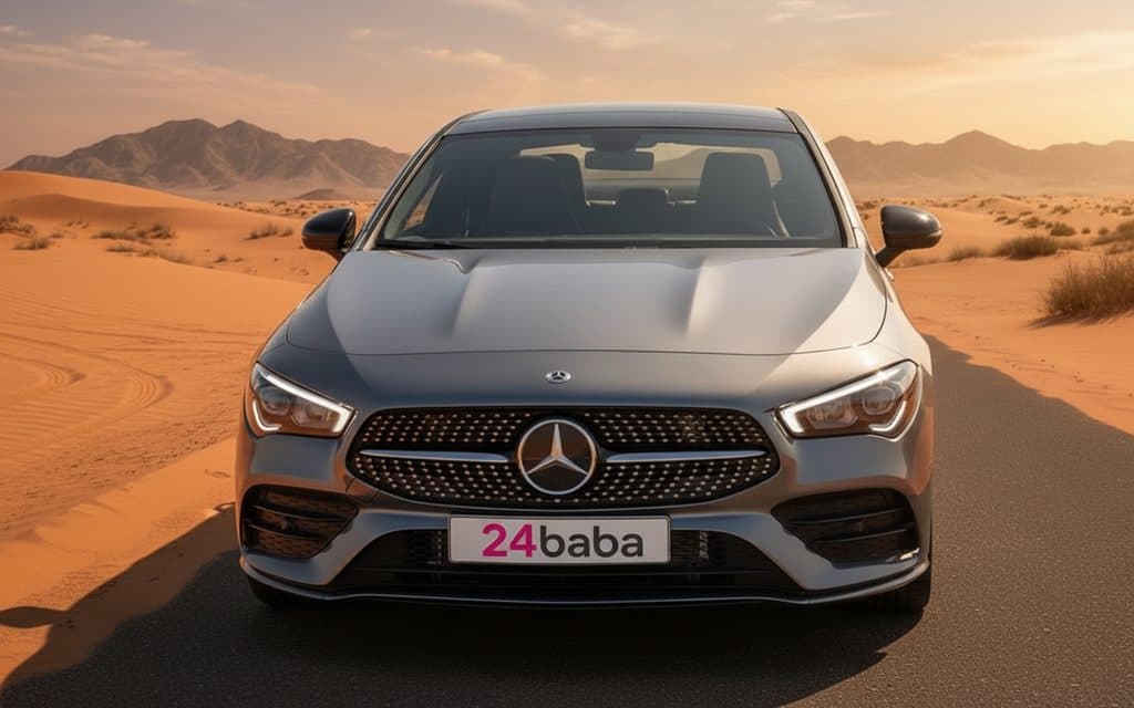 Mercedes Cla45 2022 Grey front view with headlights