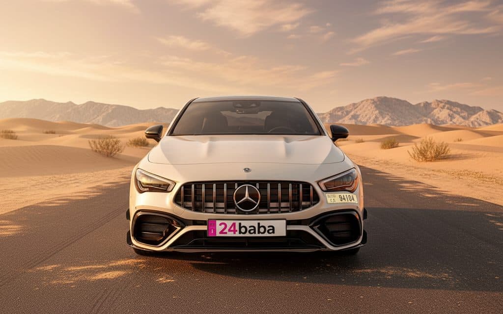 Mercedes Cla45 2022 White front view with headlights