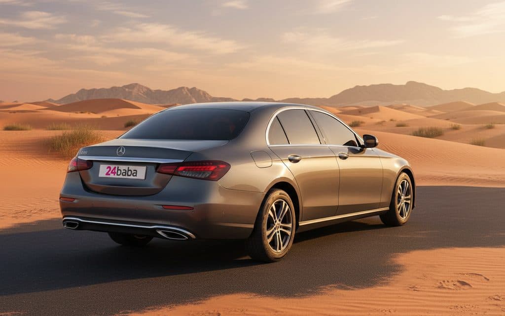 Mercedes E200 2023 Grey rear view showing taillights