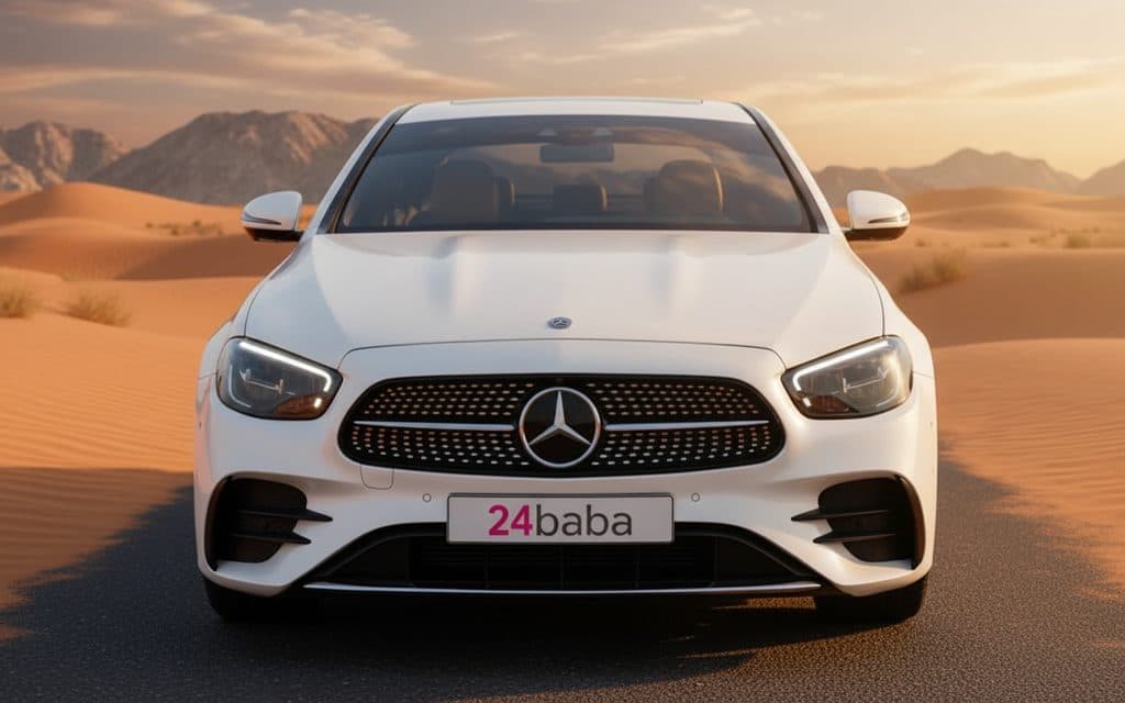 Mercedes E250 2022 White front view with headlights