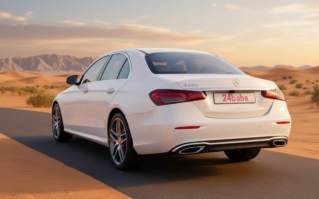 Mercedes E250 2022 White rear view showing taillights