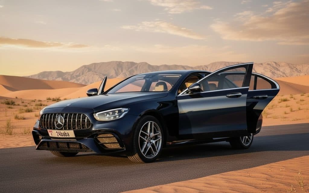 Mercedes E350 2021 Black front view with headlights