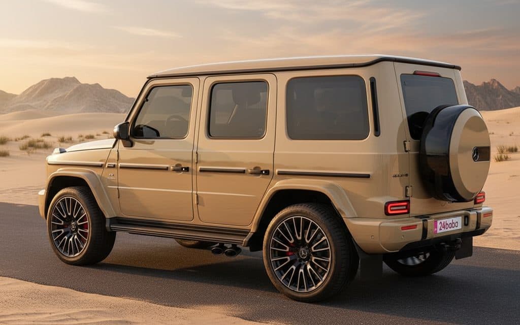 Mercedes G63 2025 Beige rear view showing taillights