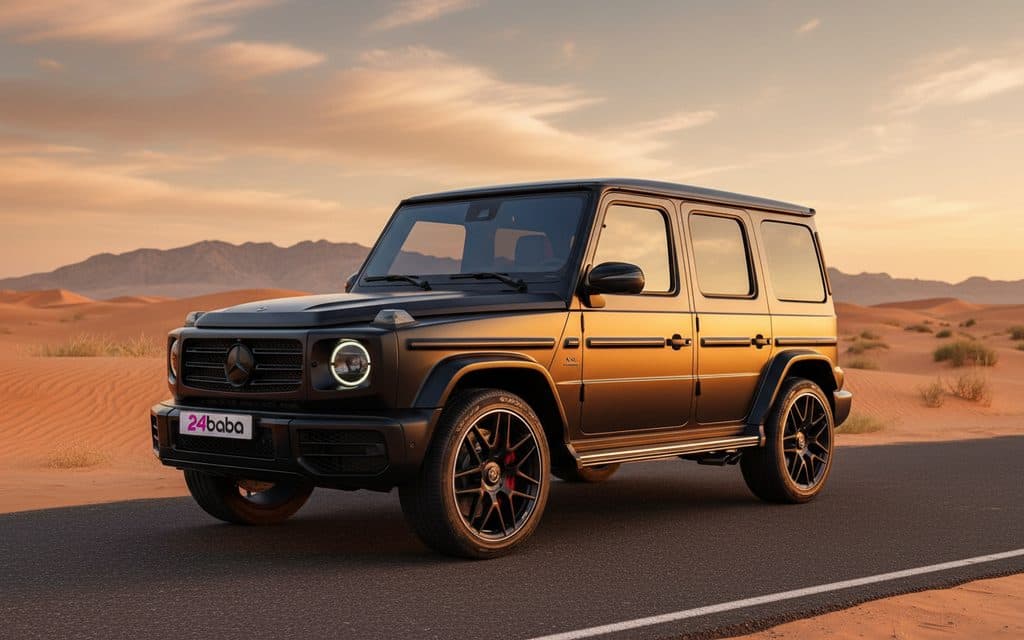 Mercedes G63 2021 Black front view with headlights