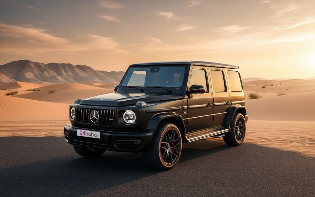Mercedes G63 2022 Black front view with headlights
