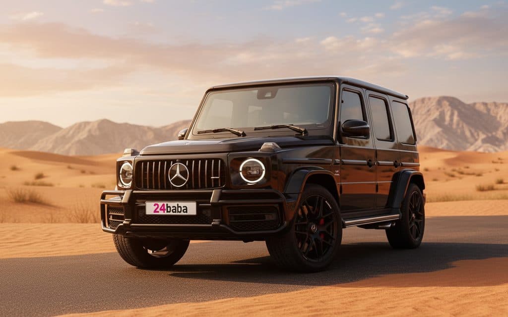 Mercedes G63 2023 Black front view with headlights