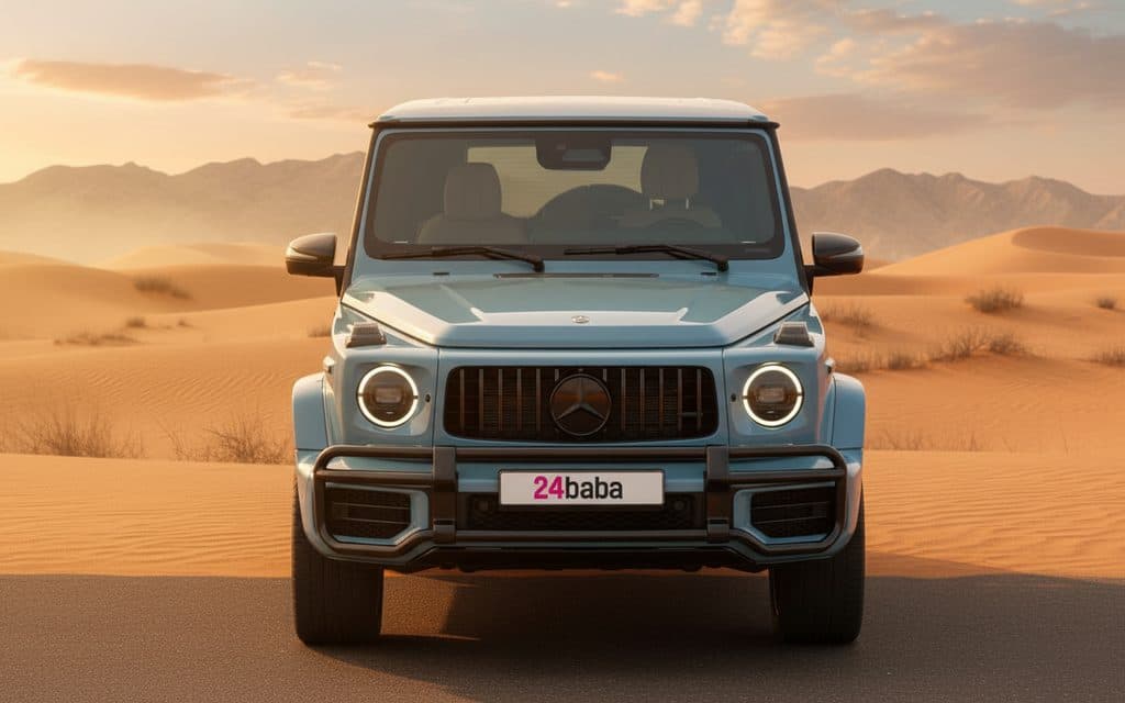 Mercedes G63 2025 Blue front view with headlights