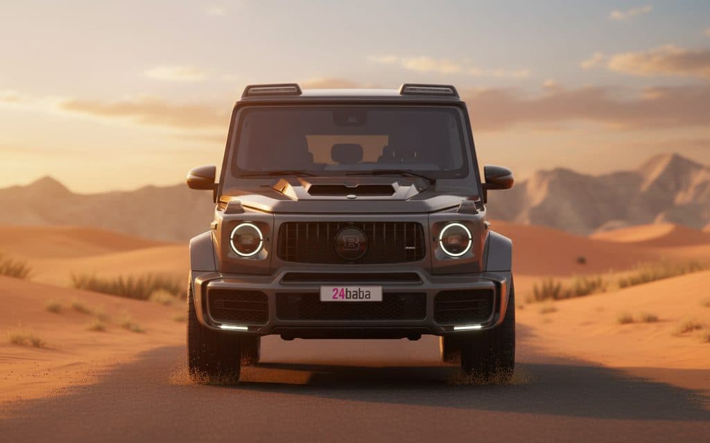 Mercedes G63 2023 Grey front view with headlights