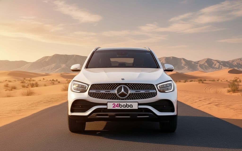 Mercedes Glc300 2022 White front view with headlights