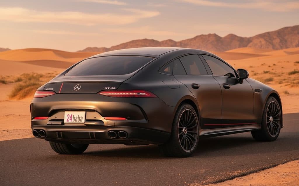 Mercedes Gt 2021 Black rear view showing taillights