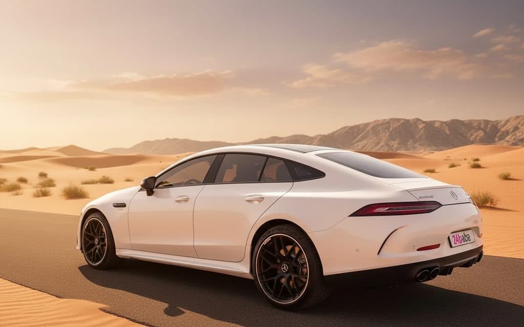 Mercedes Gt 2022 White rear view showing taillights