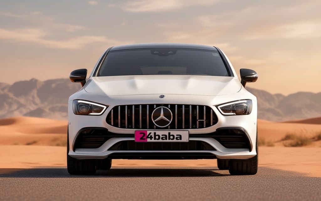 Mercedes Gt 2022 White front view with headlights