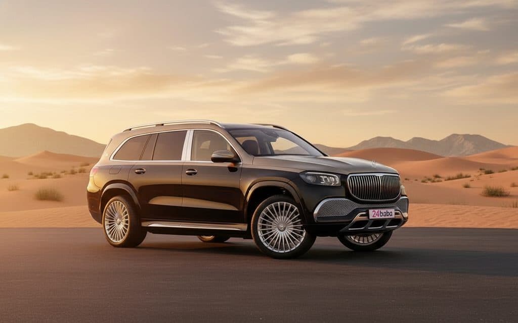 Mercedes Maybach 2022 Black front view with headlights