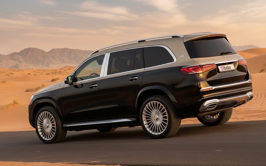 Mercedes Maybach 2022 Black rear view showing taillights