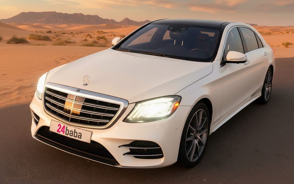 Mercedes S560 2020 White front view with headlights