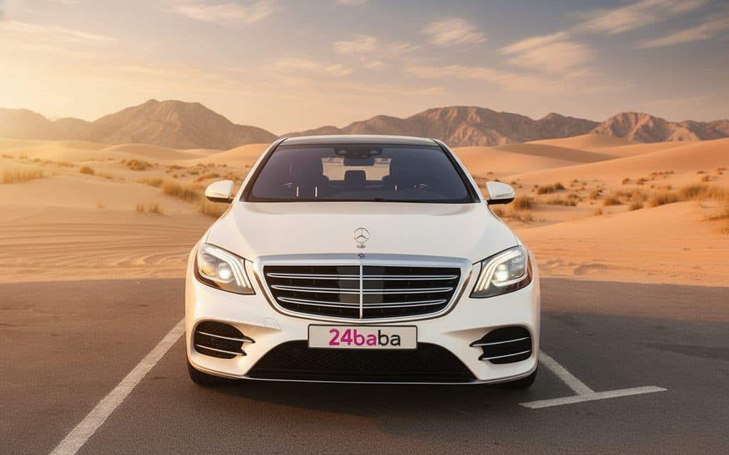 Mercedes S560 2020 White front view with headlights