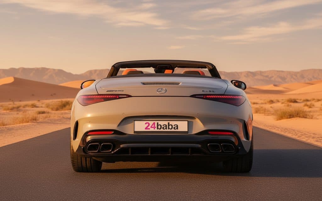 Mercedes Sl 2022 Grey rear view showing taillights