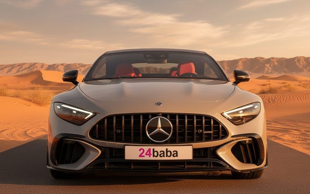 Mercedes Sl 2022 Grey front view with headlights