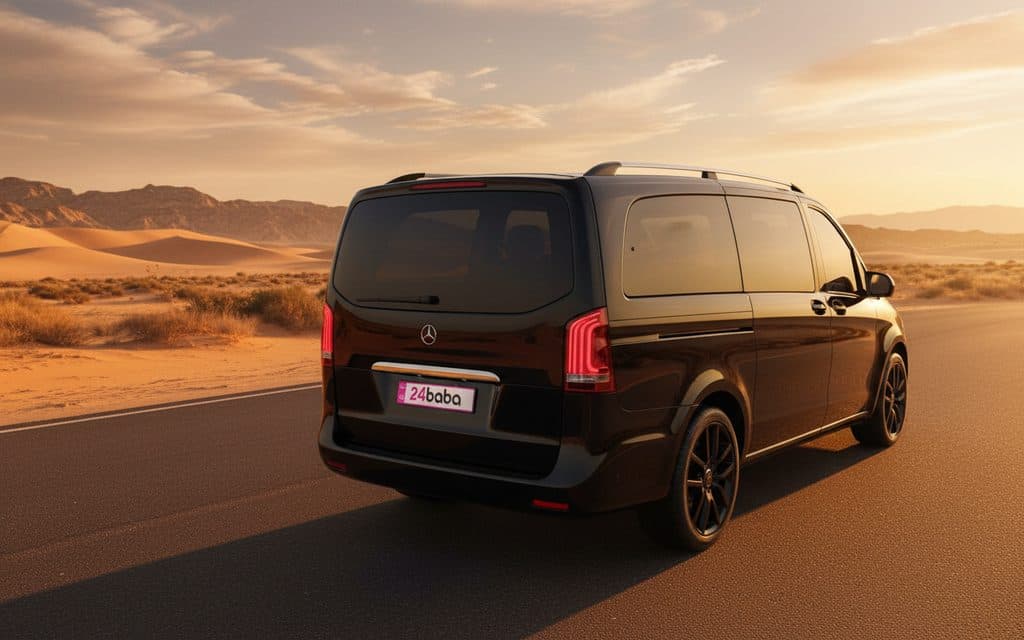Mercedes V Class 2022 Black rear view showing taillights