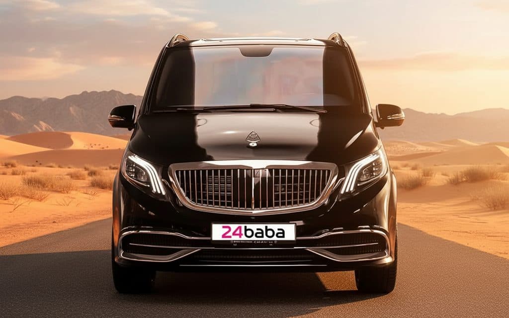 Mercedes V Class 2023 Black front view with headlights