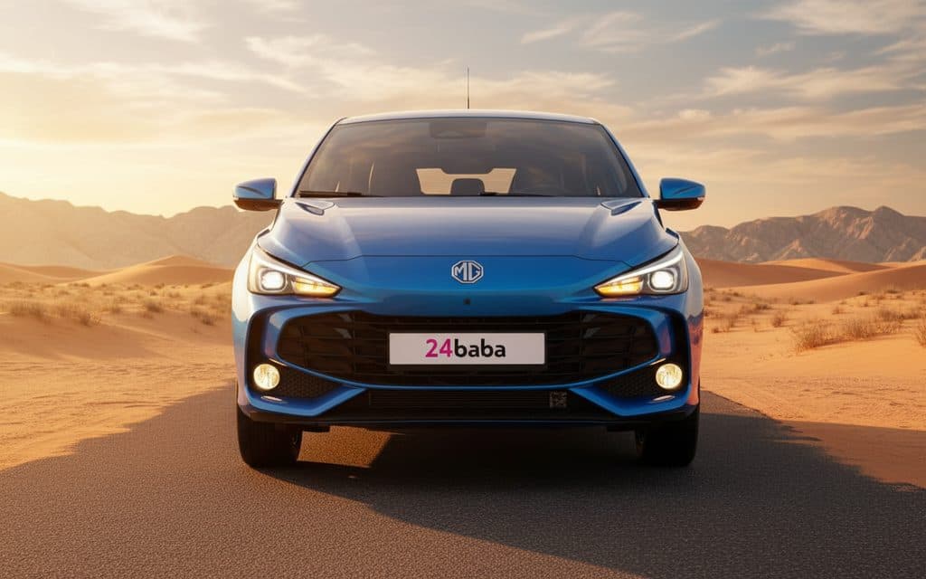 Mg 3 2024 Blue front view with headlights