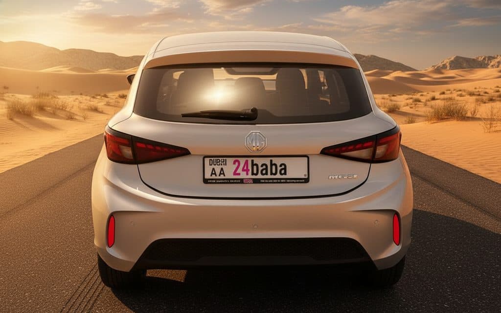 Mg 3 2024 Silver rear view showing taillights