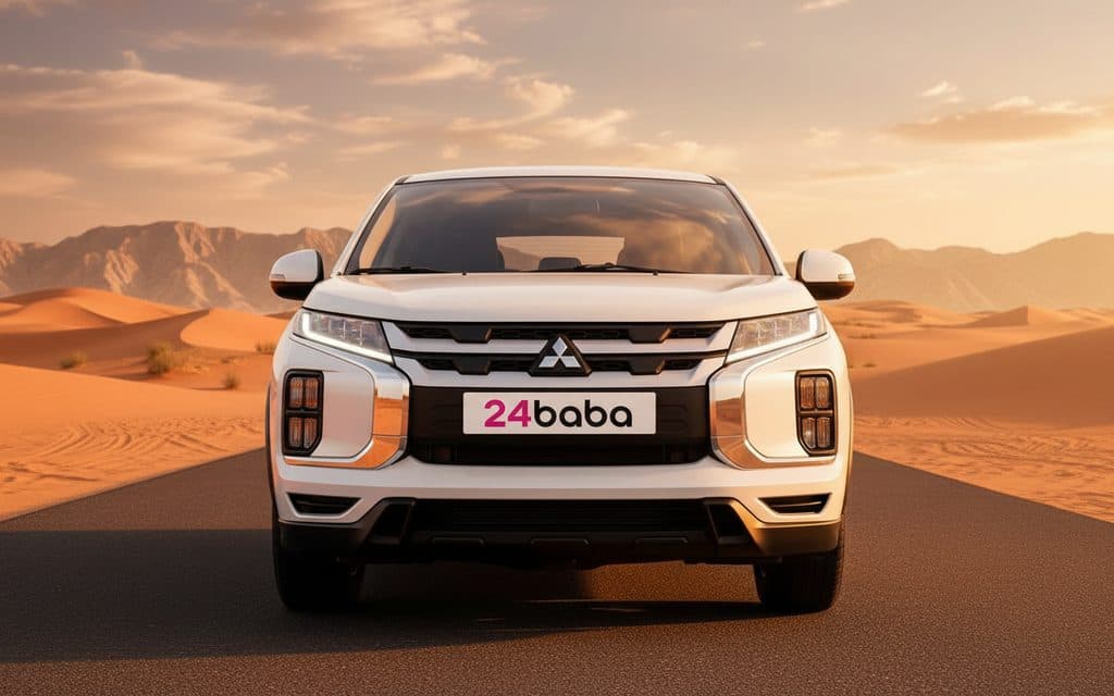 Mitsubishi Asx 2024 White front view with headlights – rental in Dubai
