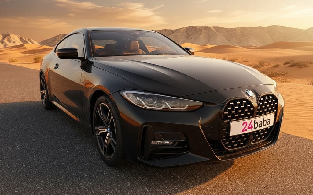 Bmw 420 2023 Black front view with headlights