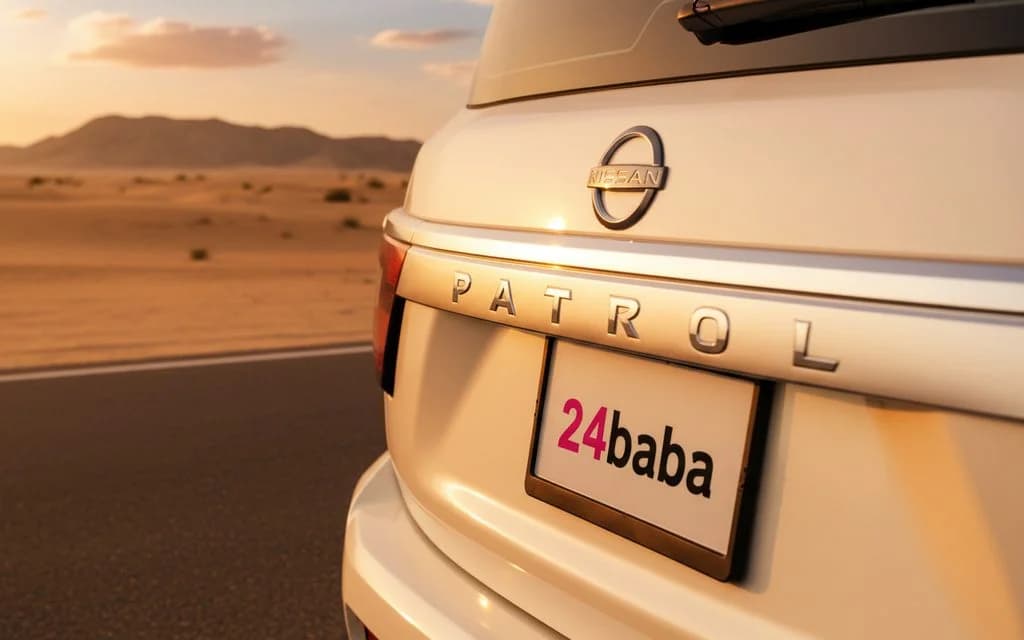 Nissan Patrol 2023 White rear view showing taillights – rental in Dubai