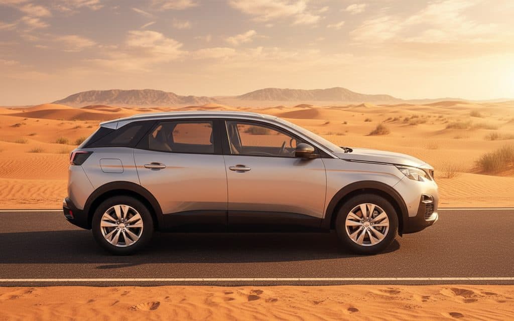 Peugeot 3008 2024 Silver side profile – rental in Dubai