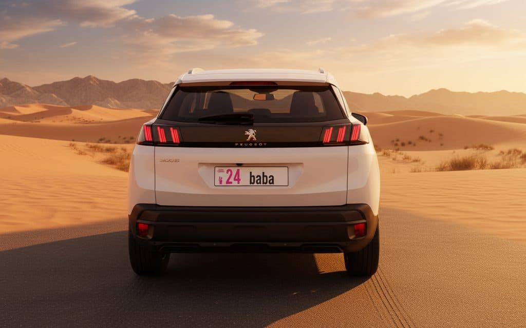 Peugeot 3008 2022 White rear view showing taillights – rental in Dubai