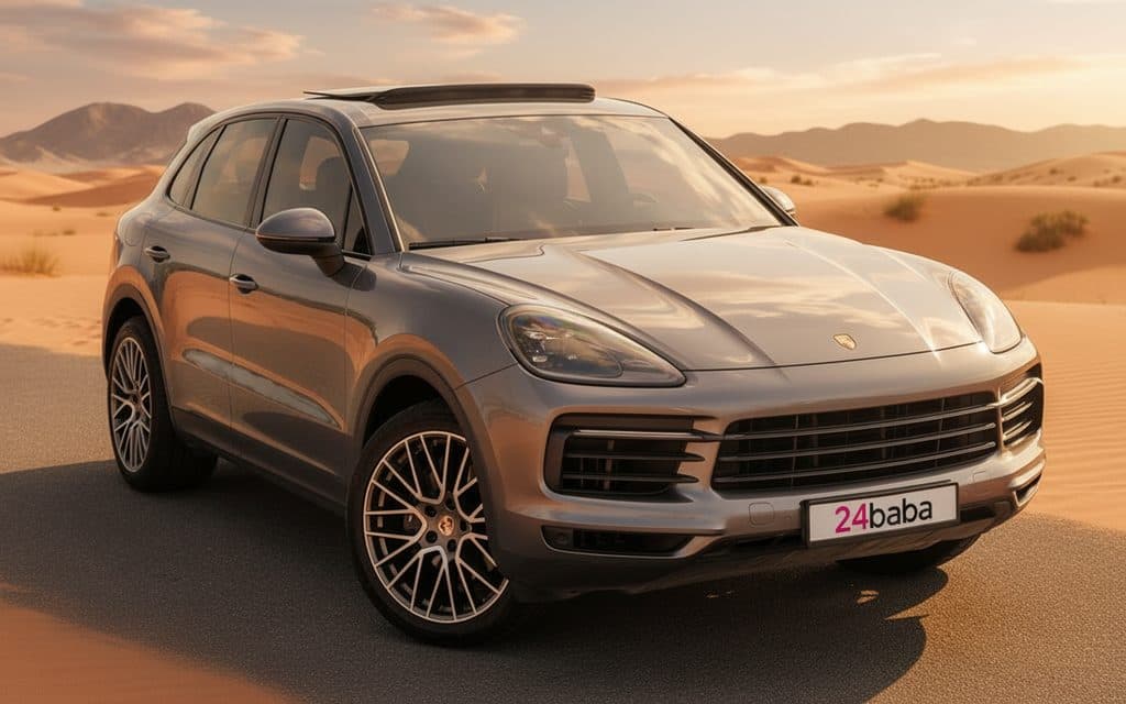 Porsche Cayenne 2021 Grey front view with headlights