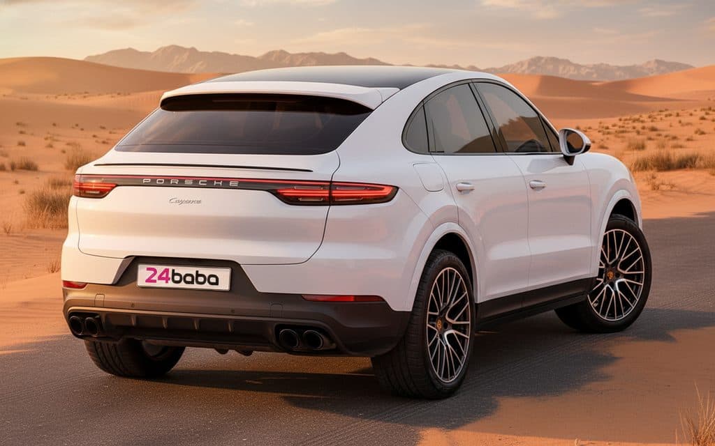 Porsche Cayenne 2022 White rear view showing taillights