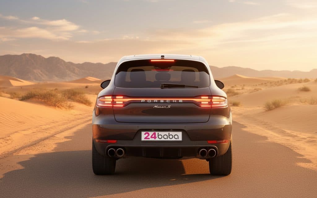 Porsche Macan 2023 Black rear view showing taillights