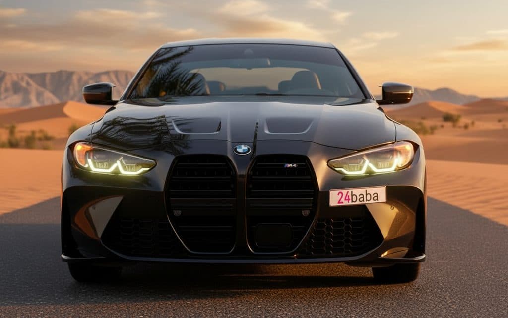 Bmw 430 2024 Black front view with headlights